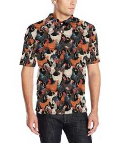 Chicken Print Pattern Men Polo Shirt