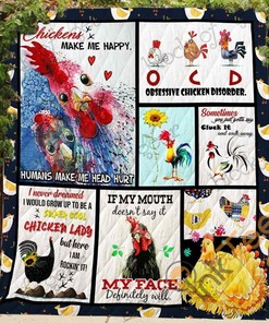 Chickens Make Me Happy Blanket Quilt Bedding Set Bedroom Decor, Gifts for Family