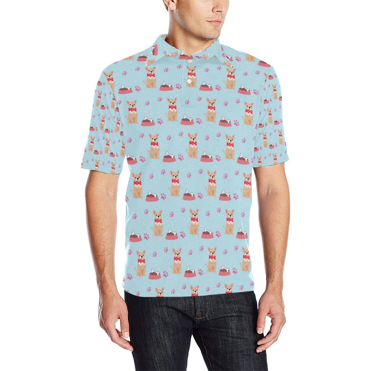 Chihuahua Pattern Print Design 05 Men Polo Shirt