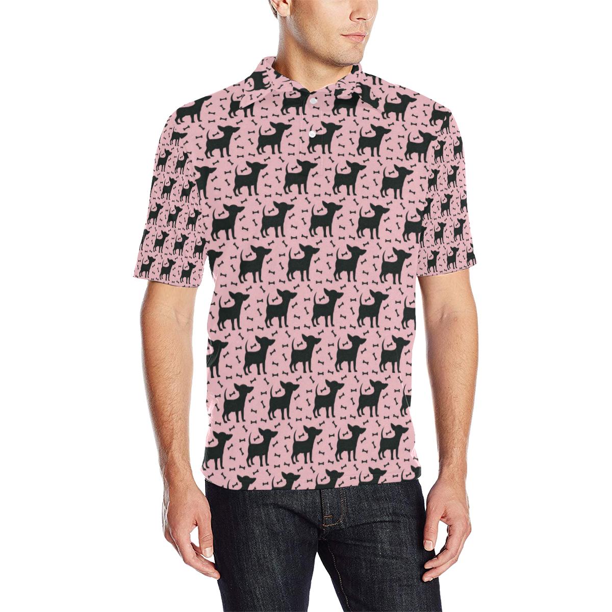 Chihuahua Pink Print Pattern Men Polo Shirt