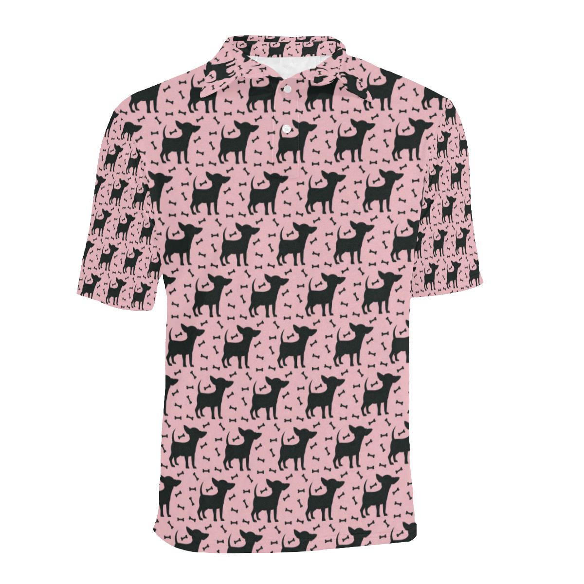 Chihuahua Pink Print Pattern Men Polo Shirt - Image 2