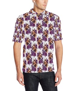 Chihuahua Purple Floral Men Polo Shirt