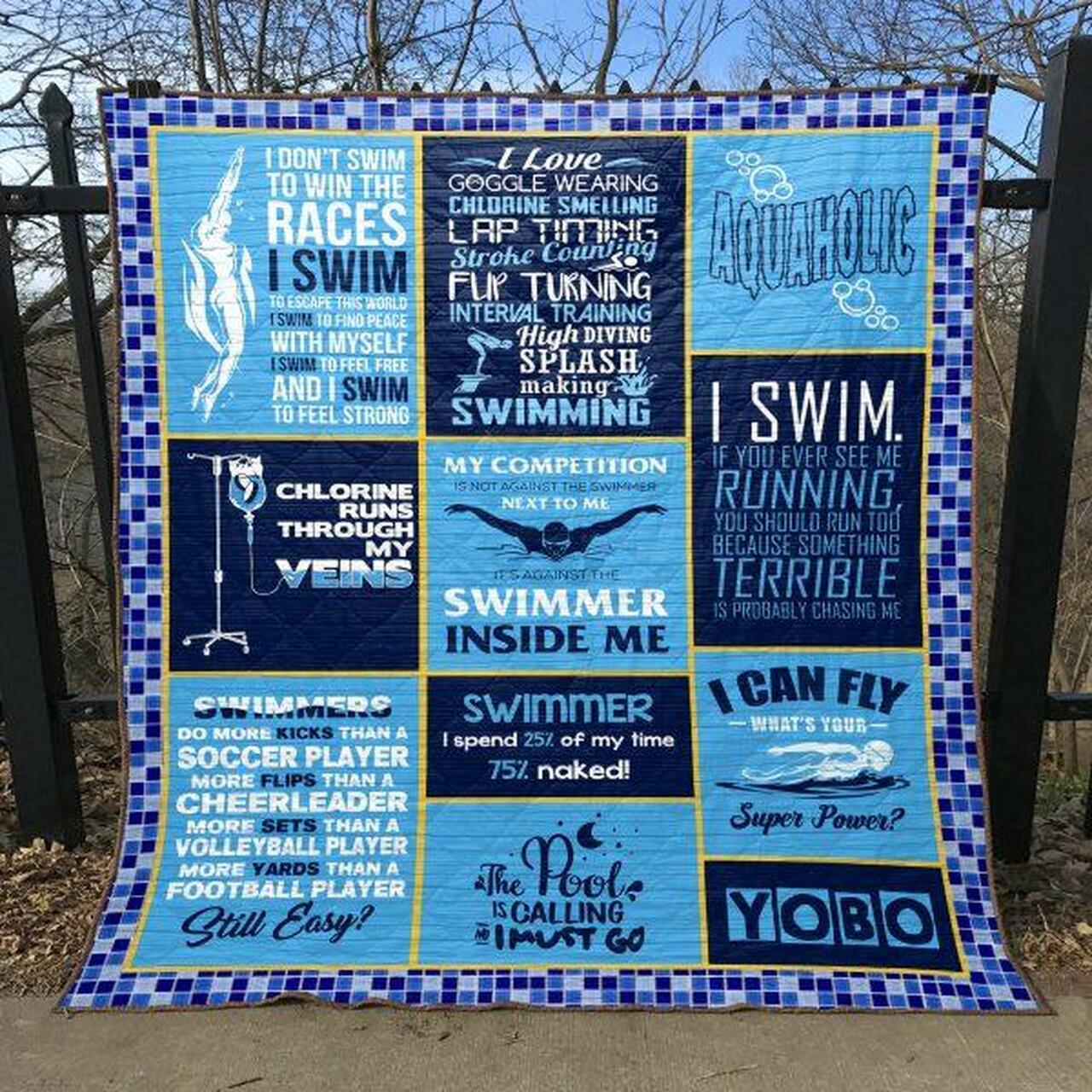 Chlorine Is My Perfume Yellow Lines Quilt Bedding Set Blanket Bedroom Decor, Gifts for Family