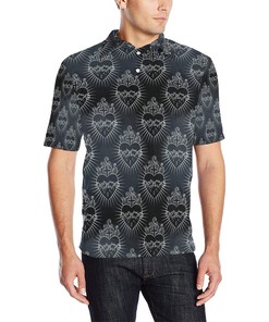 Christian Heart Tattoo Style Men Polo Shirt