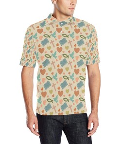 Christian Symbol Pattern Men Polo Shirt