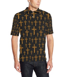 Christian Tree Of Life Cross Design Men Polo Shirt