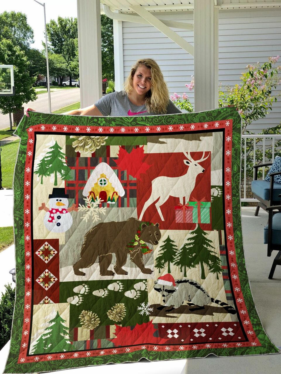 Christmas Animal Quilt Bedding Set Blanket Gifts For Animal Lover