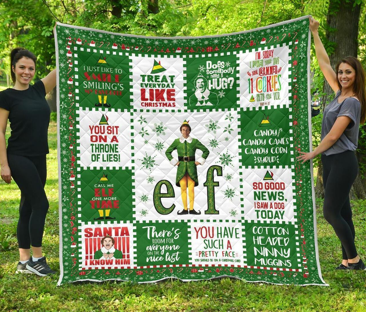 Christmas Elf Funny Xmas Gift Idea Quilt Blanket Bedding Set Great for Bedroom Decor and Family Gifts