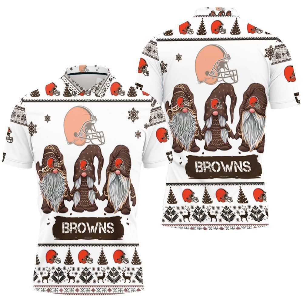 Christmas Gnomes Cleveland Browns Christmas 3D Polo Shirt