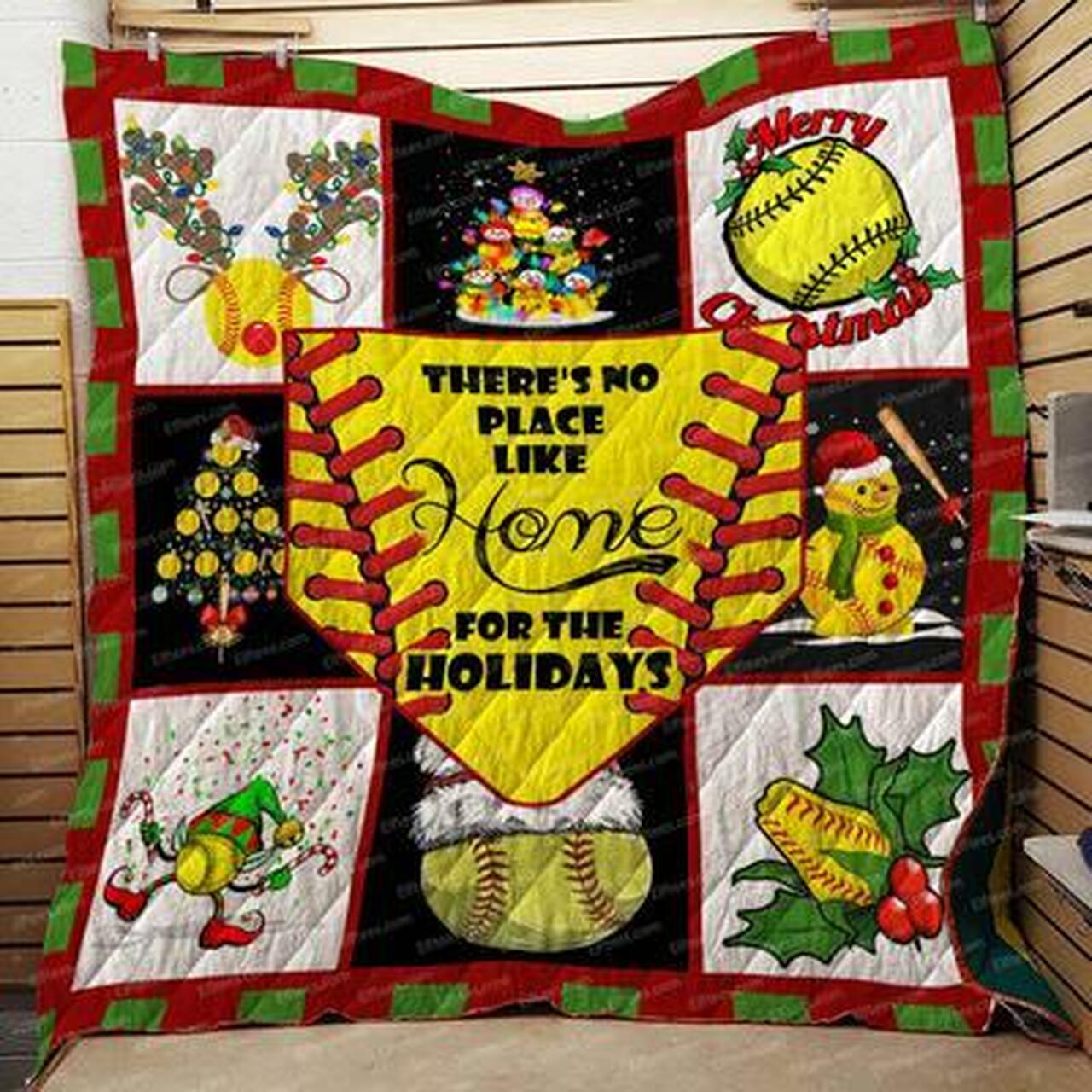 Christmas Softball Quilt Bedding Set There's No Place Like Home Blanket Quilt Bedding Set