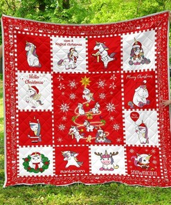 Christmas Unicorn Xmas Gift For Unicorn Lover Quilt Bedding Set Bedroom Decor, Gifts for Family