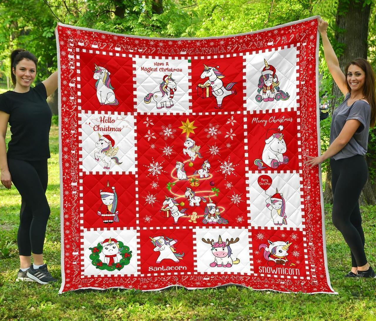 Christmas Unicorn Xmas Gift For Unicorn Lover Quilt Bedding Set Bedroom Decor, Gifts for Family