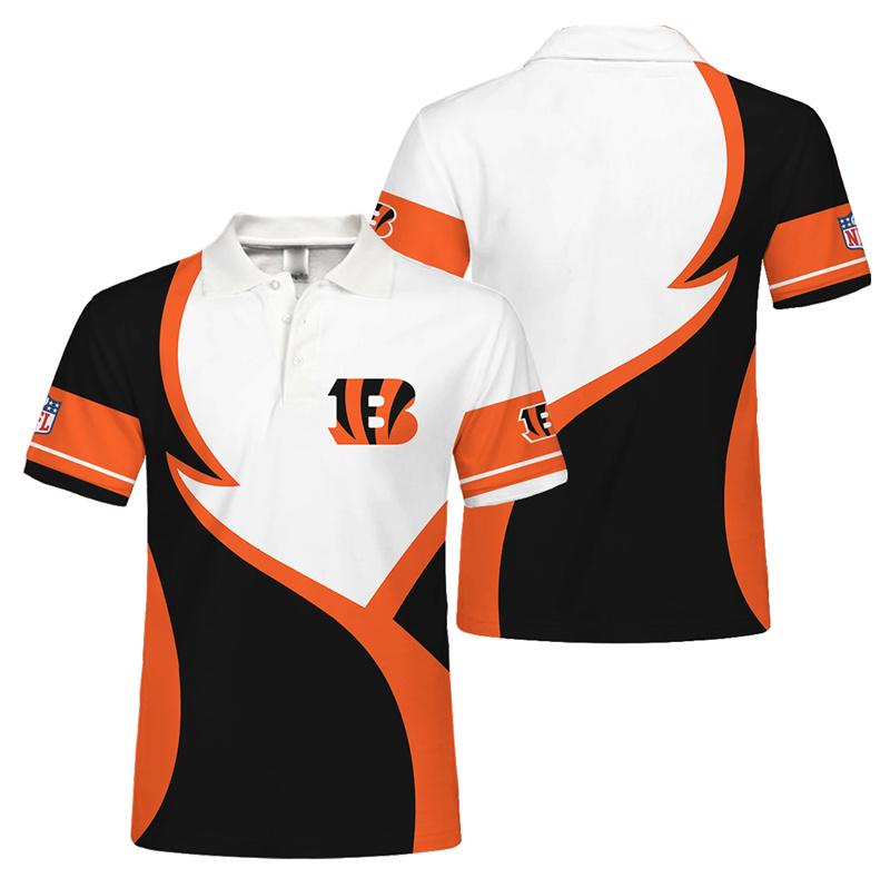 Cincinnati Bengals Button Up Polo Shirt Gift for NFL Fans