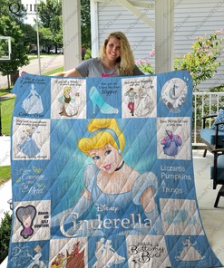 Cinderella Quilt Bedding Set for Fans with Custom Name, Suitable for Home Decor and Picnic, Gifts for Family