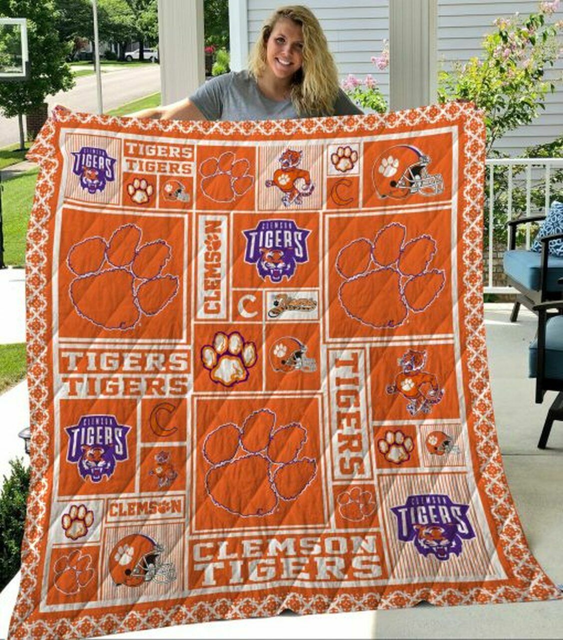 Clemson Tigers Quilted Bedding Set Blanket - Personalized for Home Decor, Gifts for Family