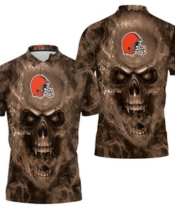 Cleveland Browns Nfl Fans Skull Polo Shirt