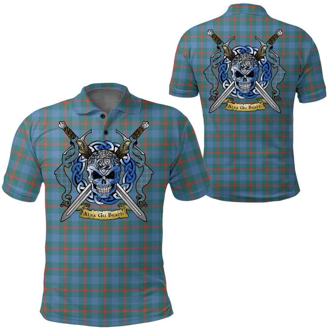 Clothing - Agnew Ancient Tartan Polo Shirt Celtic Scottish Warrior - Golf Shirt