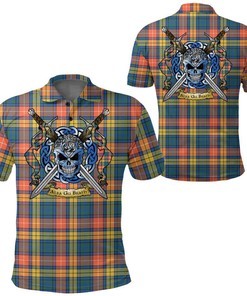 Clothing - Buchanan Ancient Tartan Polo Shirt Celtic Scottish Warrior - Golf Shirt
