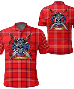 Clothing - Burnett Modern Tartan Polo Shirt Celtic Scottish Warrior - Golf Shirt