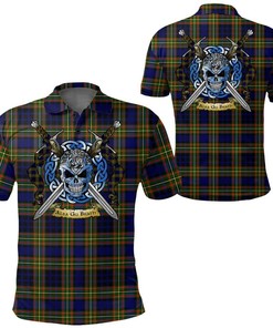 Clothing - Clelland Modern Tartan Polo Shirt Celtic Scottish Warrior - Golf Shirt