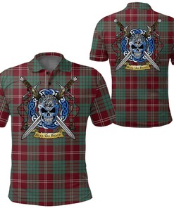 Clothing - Crawford Modern Tartan Polo Shirt Celtic Scottish Warrior - Golf Shirt