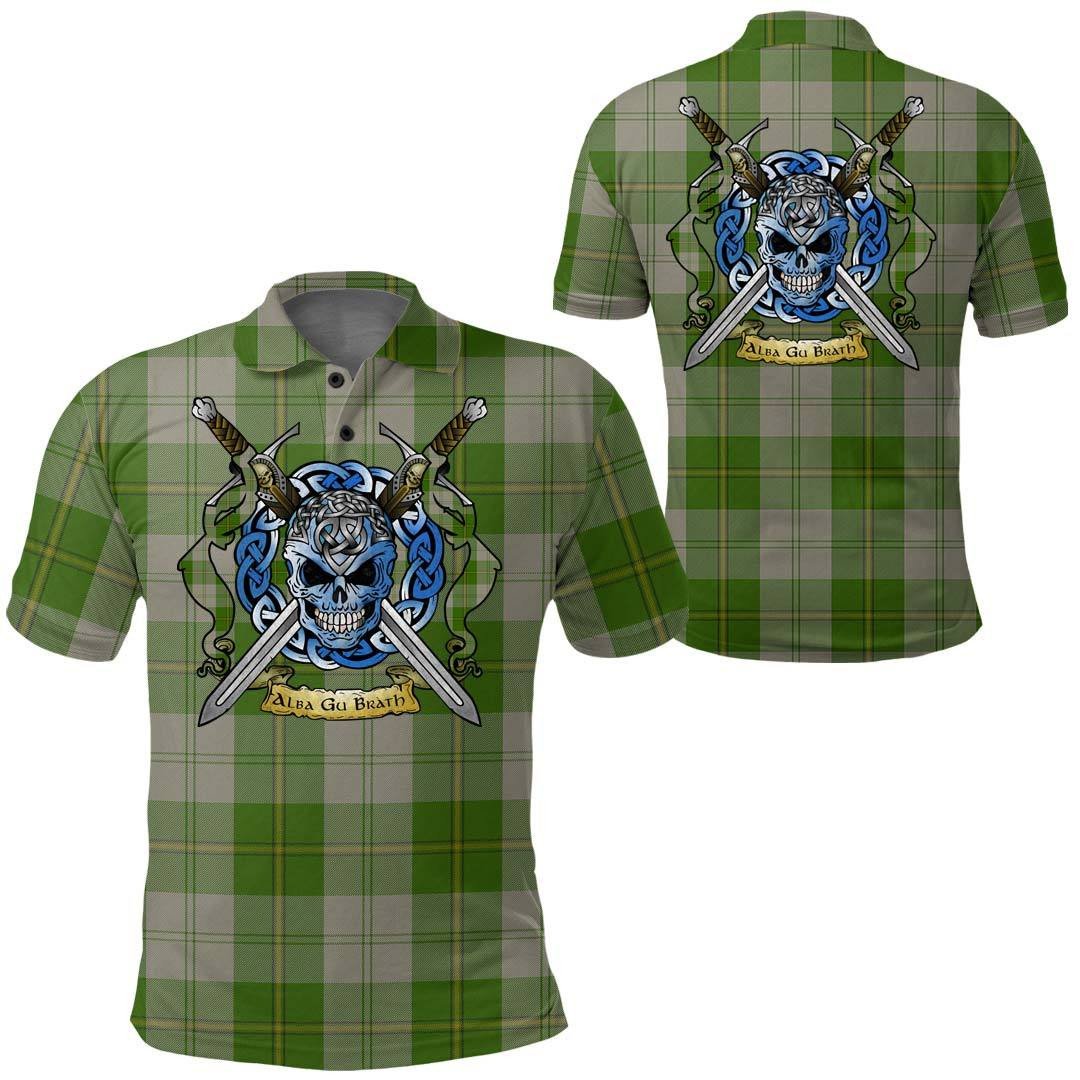 Clothing - Cunningham Dress Green Dancers Tartan Polo Shirt Celtic Scottish Warrior - Golf Shirt