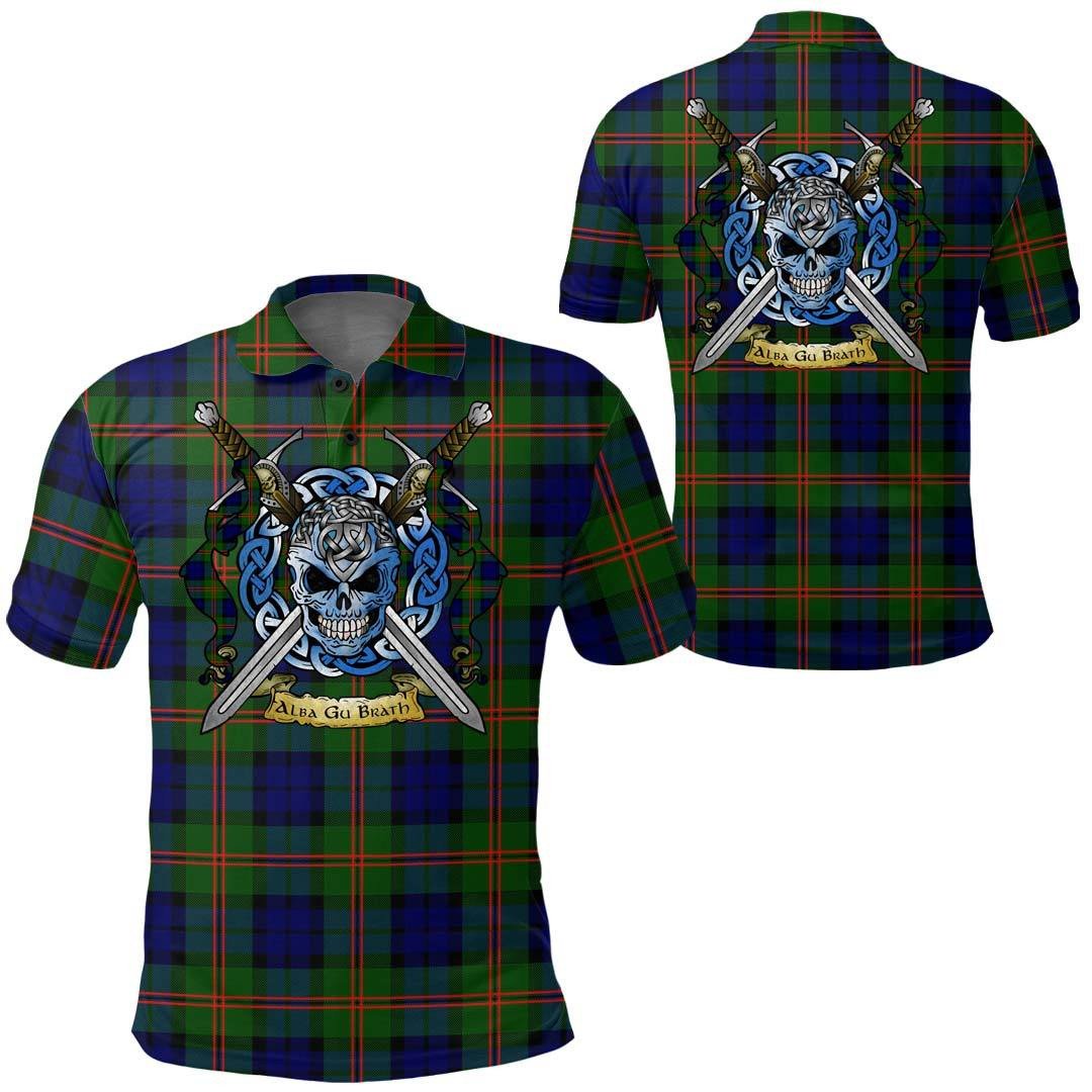 Clothing - Dundas Modern Tartan Polo Shirt Celtic Scottish Warrior - Golf Shirt