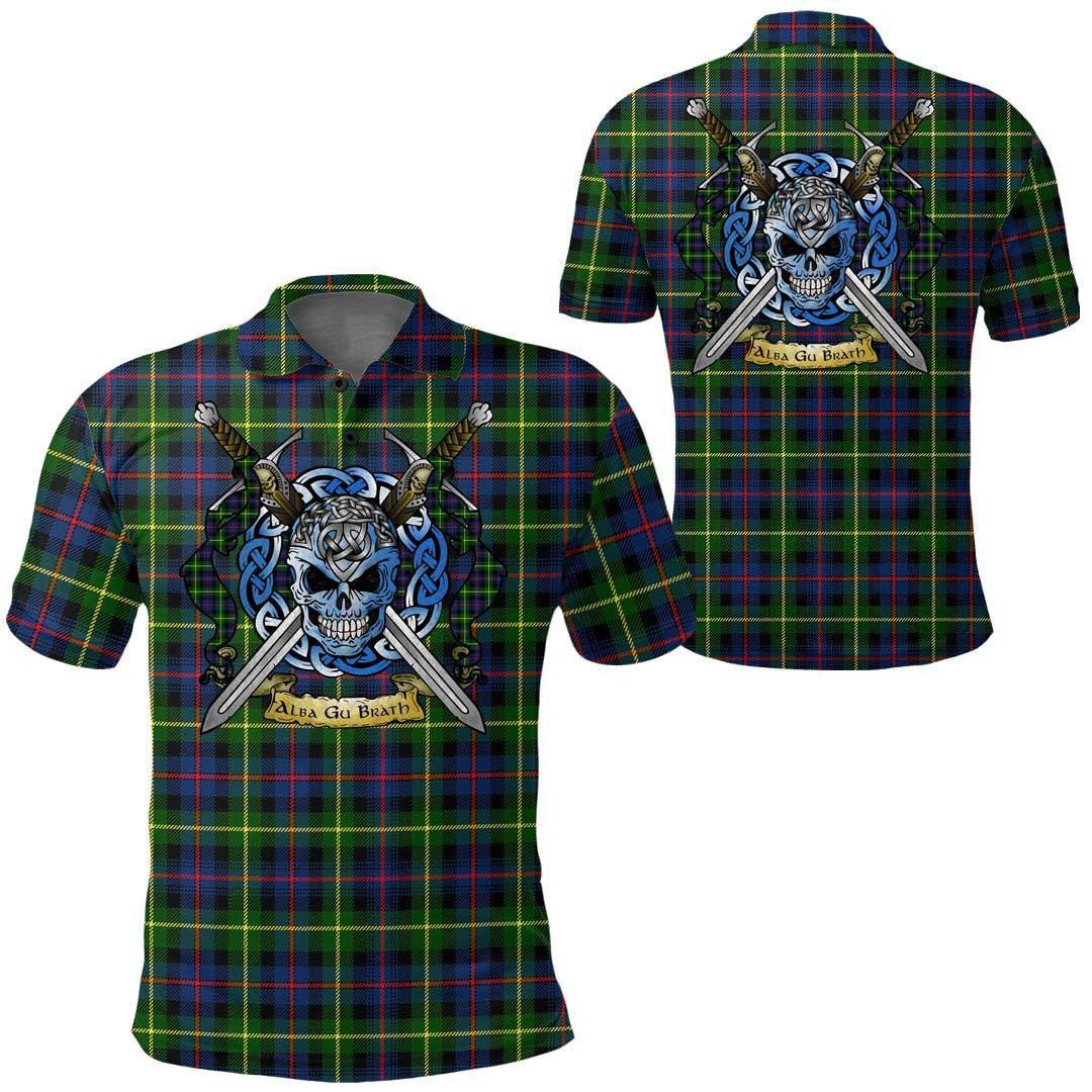 Clothing - Farquharson Modern Tartan Polo Shirt Celtic Scottish Warrior - Golf Shirt