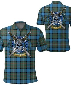 Clothing - Fergusson Ancient Tartan Polo Shirt Celtic Scottish Warrior - Golf Shirt