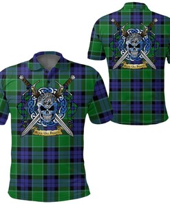 Clothing - Graham of Menteith Modern Tartan Polo Shirt Celtic Scottish Warrior - Golf Shirt