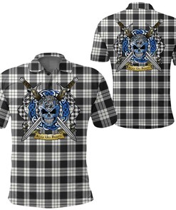 Clothing - MacFarlane Black & White Tartan Polo Shirt Celtic Scottish Warrior - Golf Shirt