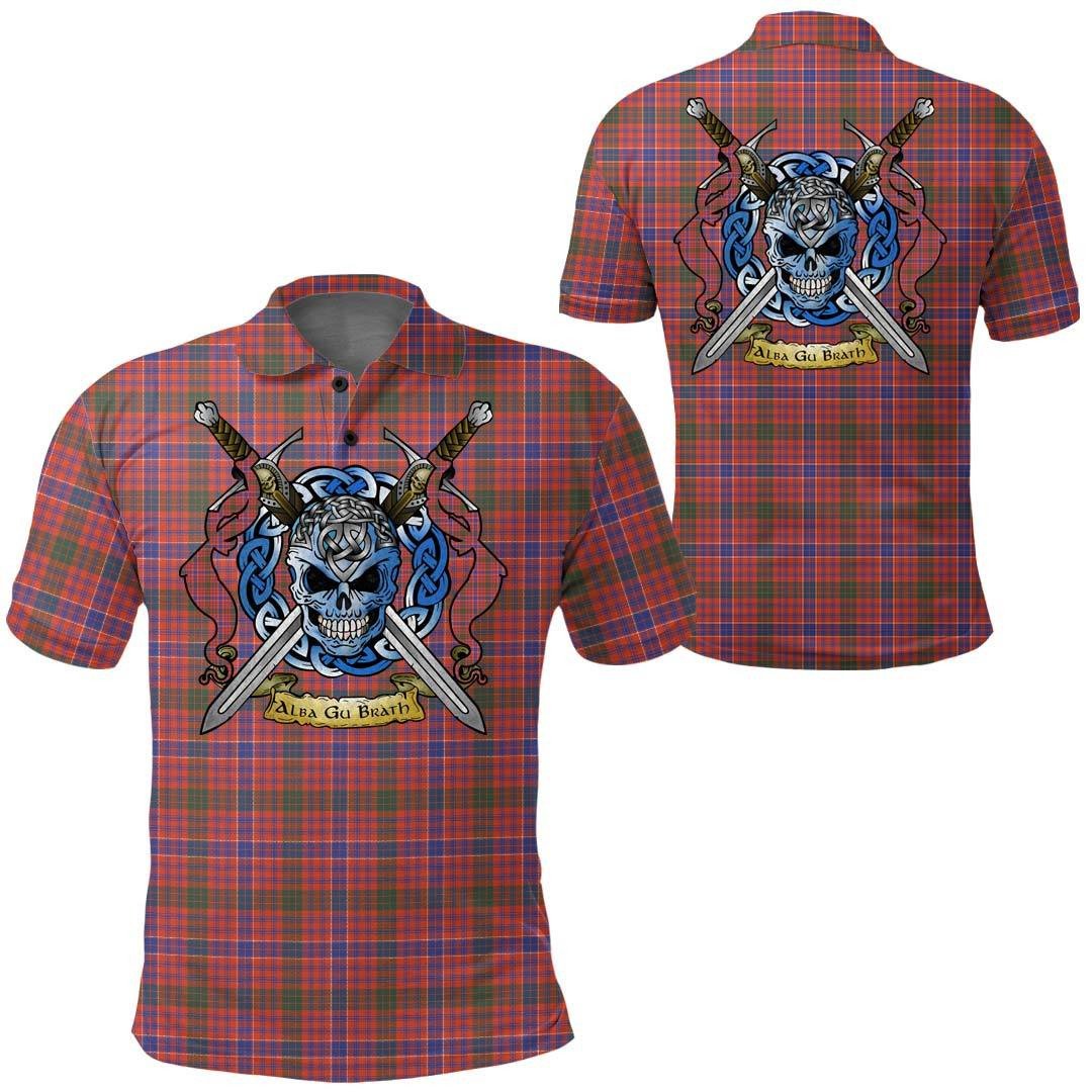 Clothing - MacRae Ancient Tartan Polo Shirt Celtic Scottish Warrior - Golf Shirt