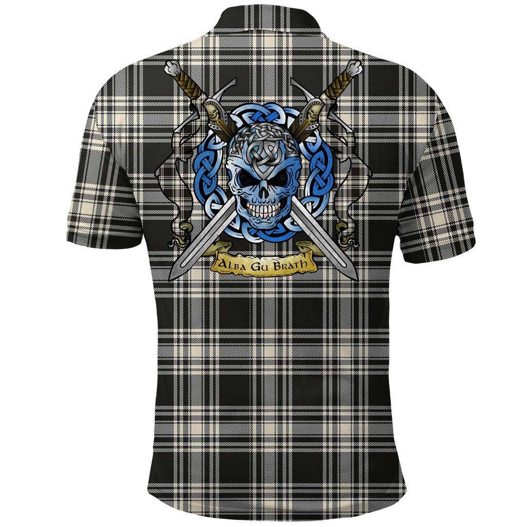 Clothing - Menzies Black & White Ancient Tartan Polo Shirt Celtic Scottish Warrior - Golf Shirt - Image 2