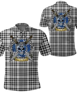 Clothing - Scott Black & White Modern Tartan Polo Shirt Celtic Scottish Warrior - Golf Shirt