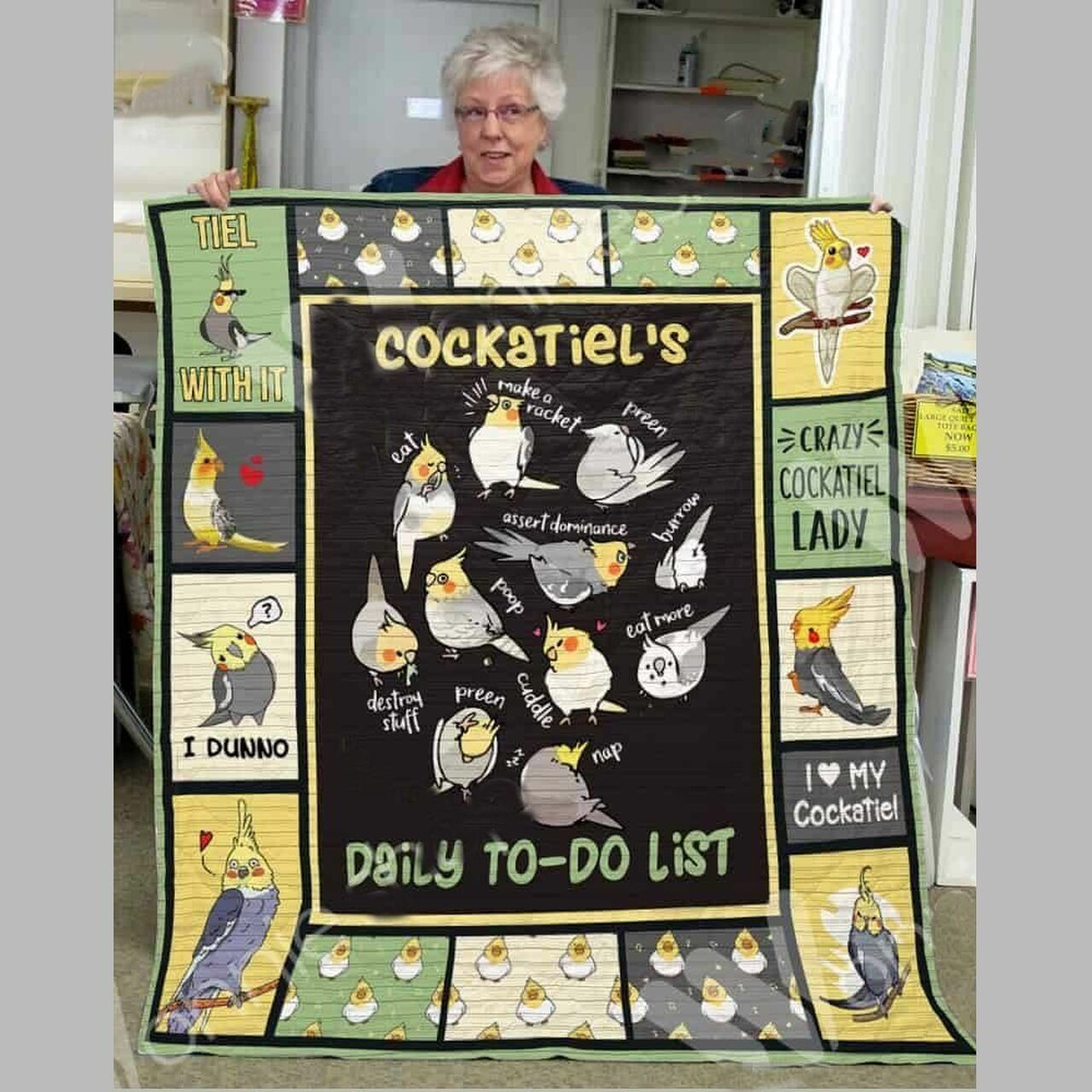 Cockatiel Bird Quilt Bedding Set for Nature and Bird Lovers - Gifts for Family