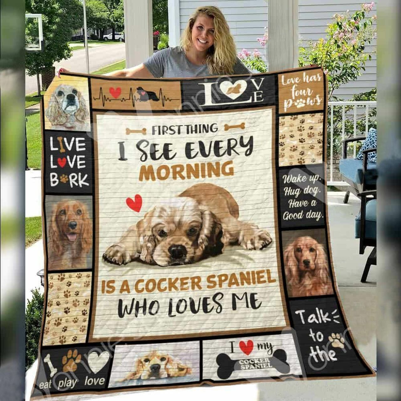 Cocker Spaniel Dog Quilt Bedding Set - Great for Bedroom Decor and Family Gifts