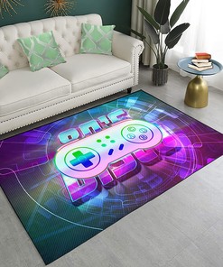 Colorful Gamer Rugs for Home and Restaurant Use - Gamepad Print Carpets for Kids, Boys, and Teens