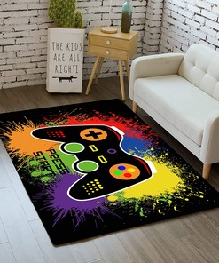 Colorful Gaming Area Rugs for Teen Boys - Video Game Controller Design