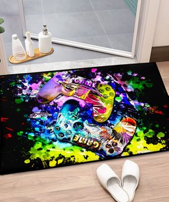Colorful Gaming Painting Boys Area Rugs Bedroom, Gamer Floor Mat Area Rugs Living Room
