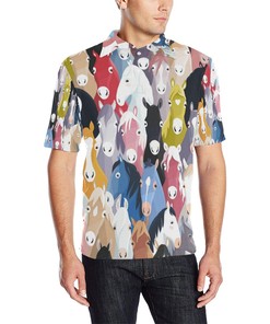 Colorful Horse Pattern Men Polo Shirt
