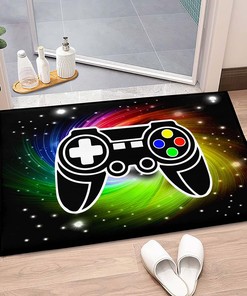 Colorful Video Game Pattern Area Rugs for Gamers: Gifts for Boy's Bedroom and Living Room Sofa Floor