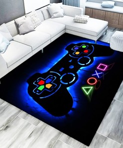 Complete Your Gaming Room with Video Game Controller Gamepad Carpets - 3D Printed Pattern Area Rugs, Non-Slip Doormats