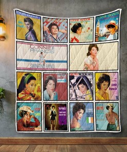 Connie Francis Album Covers Quilt Blanket Bedding Set with Personalized Name, Perfect for Bedroom Decor and Family Gifts