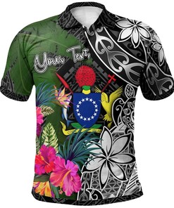 Cook Islands Custom Personalised Polo Shirt - Turtle Plumeria Banana Leaf