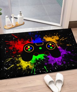 Cool Black Gaming Area Rug Living Room Boys, Exercise Rug Floor Mats Carpets, Home Decorative