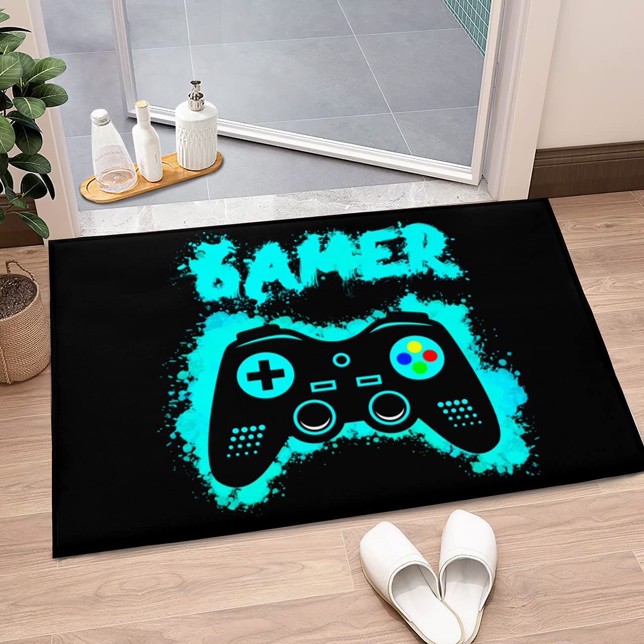 Cool Game Controller Boys Rug Bedroom, Blue Area Rug Playroom