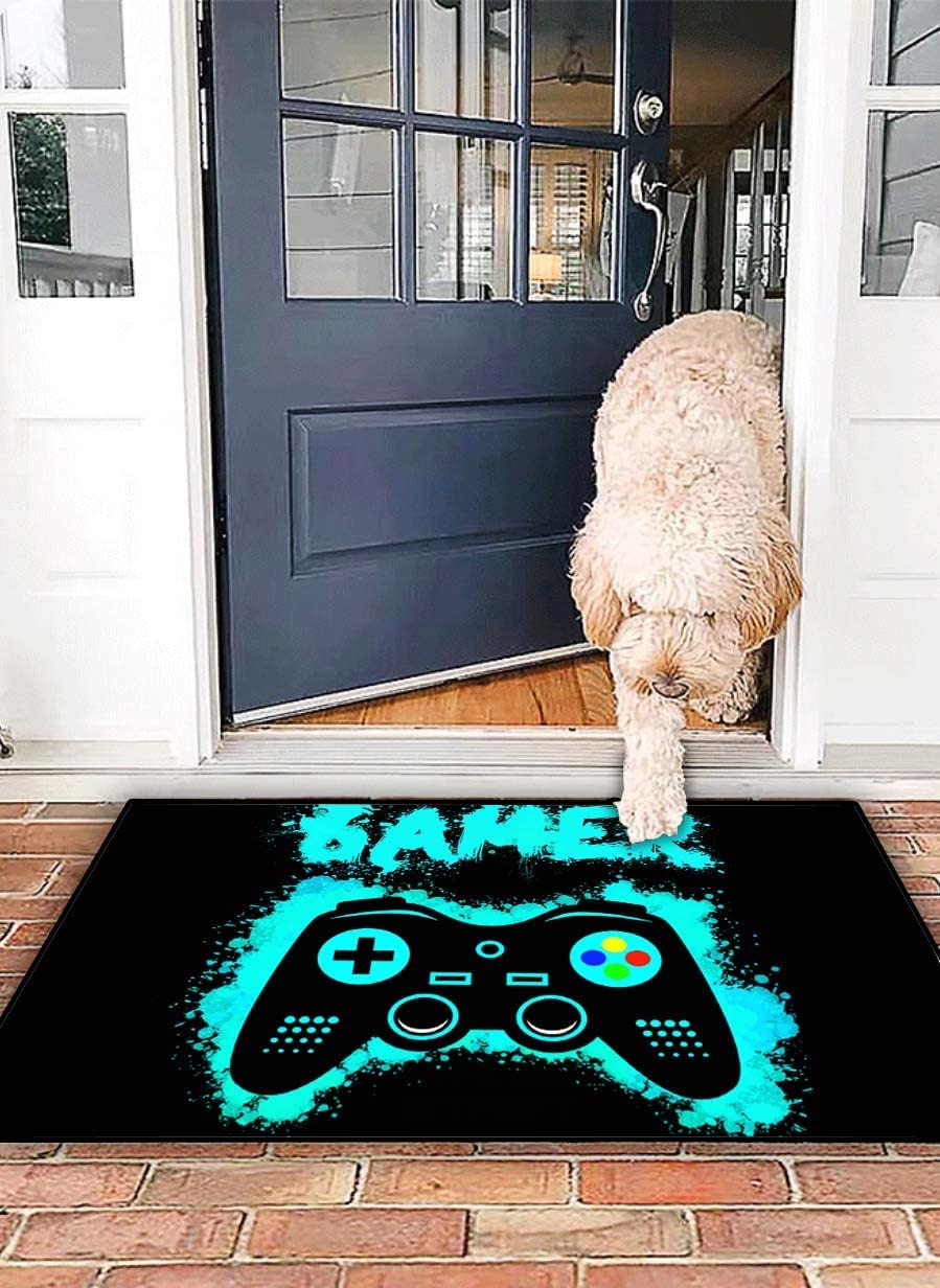 Cool Game Controller Boys Rug Bedroom, Blue Area Rug Playroom - Image 2