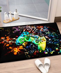 Cool Gamer Area Rug Bedroom, Graffiti Art Design Floor Mat Bathroom, Runner Rug, Gamer Gifts