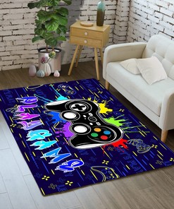 Cool Gaming Area Rug for Kids Room with Gamepad Design and Sofa Floor Mat