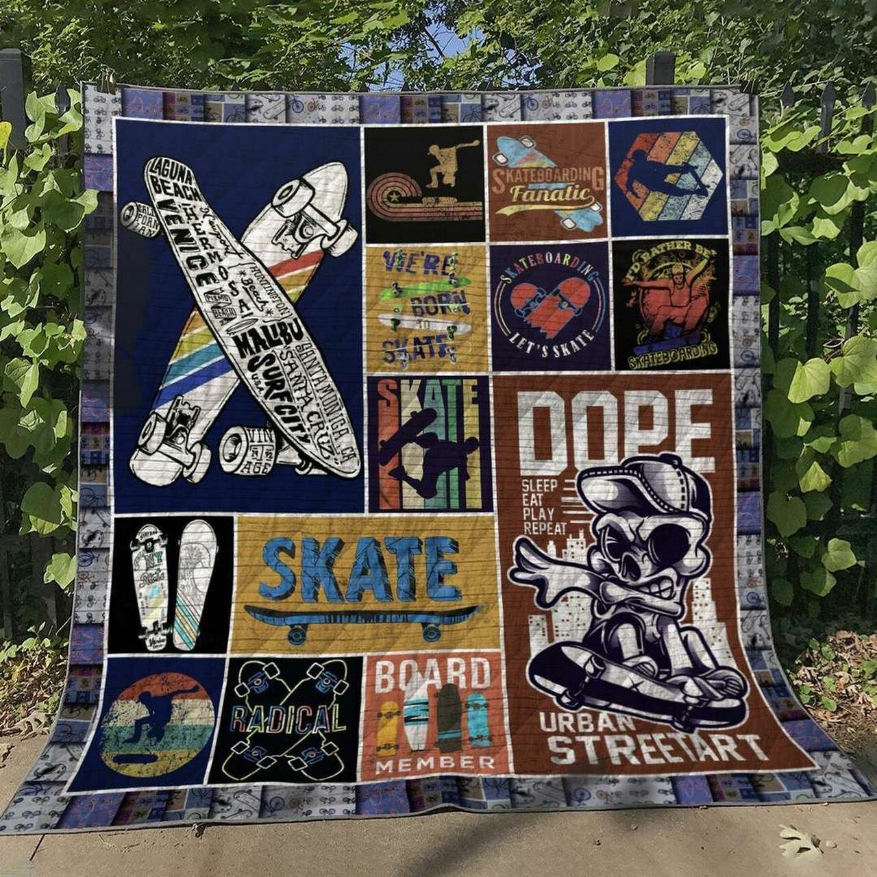 Cool Skateboarding Quilt Bedding Set Blanket - Ideal for Home Decoration and Gift Giving